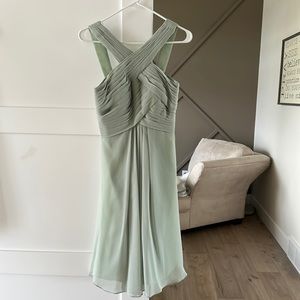 Azazie Saige green dress. Worn once for wedding. One size 0 and One size 2.